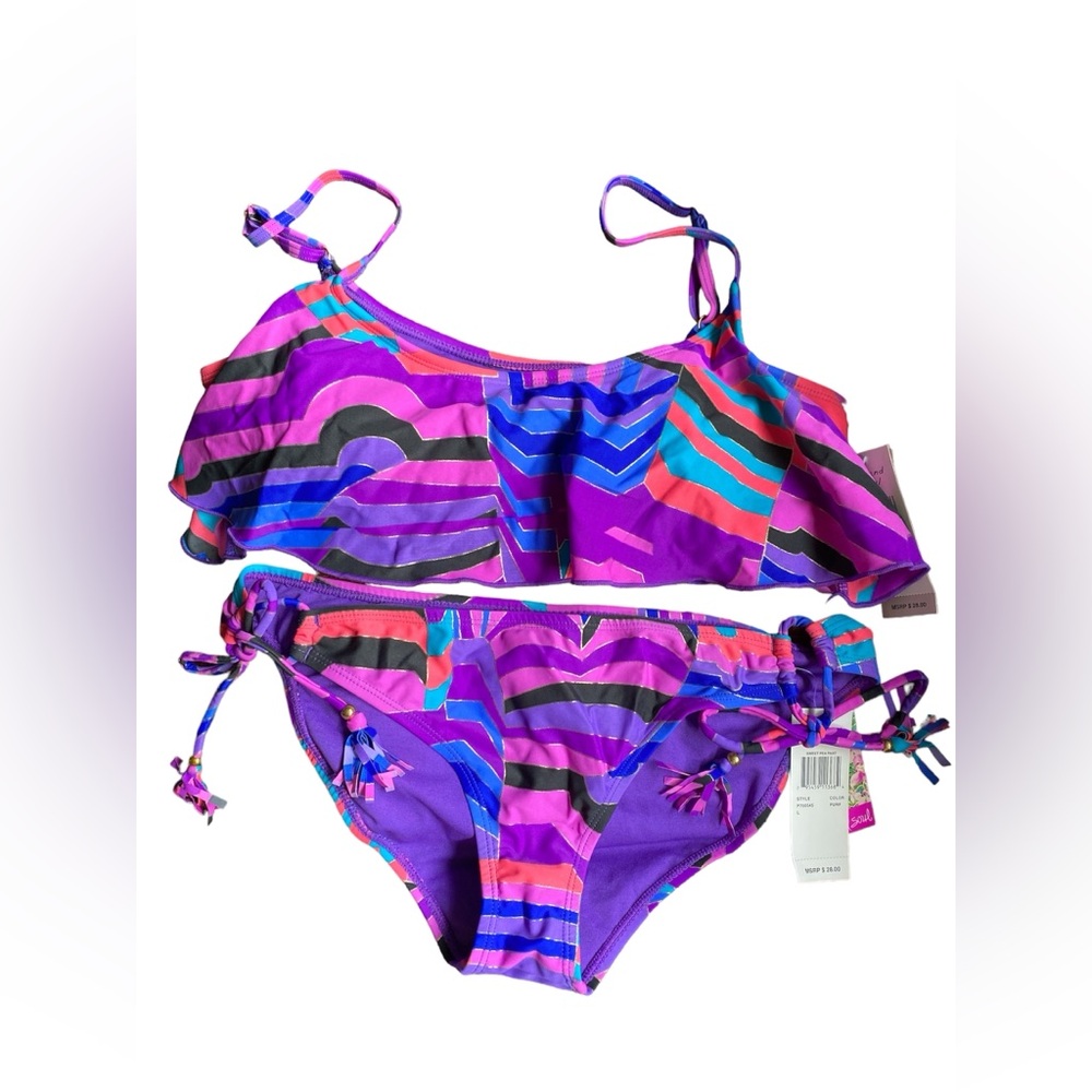 NWT Island Soul Bikini Purple Patterned Large